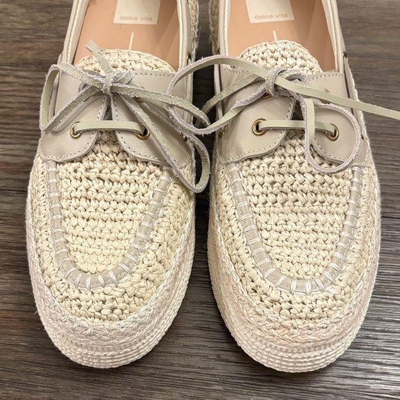 Anthropologie Dolce Vita Raffia Espadrille Platform Cream Loafers Size 9 - Picture 5 of 10